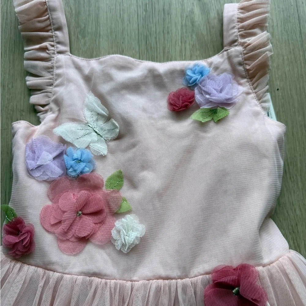 NWT Mini Boden Pink tulle dress with butterfly embroidery - Picture 2 of 6